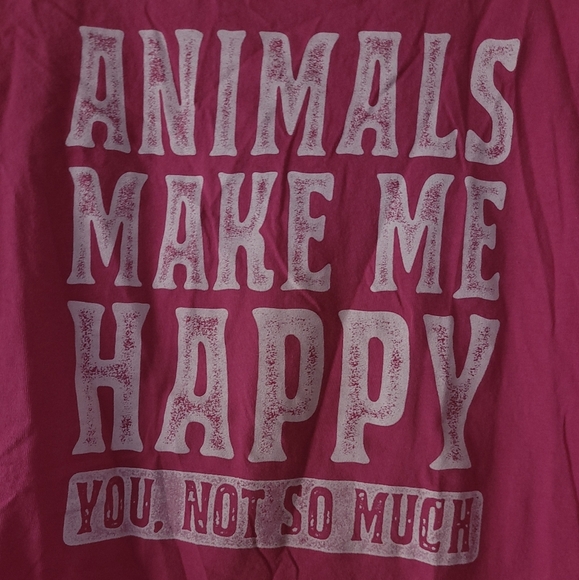 Farm Fed Pink Animals Make Me Happy Graphic Tee Size Large - Picture 3 of 6